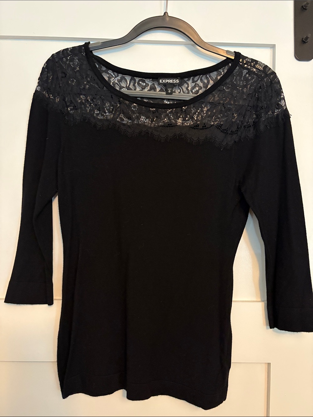 Express Black Lace Yoke Sweater Top